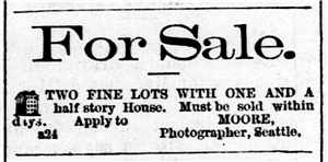 Newspaper clipping advertising photography studio for sale